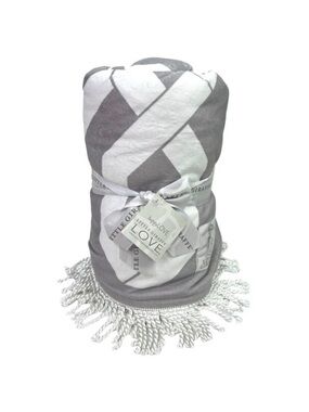 Little Giraffe Bliss Fringed Windowpane Blanket - 40” x 58” - Charcoal / White